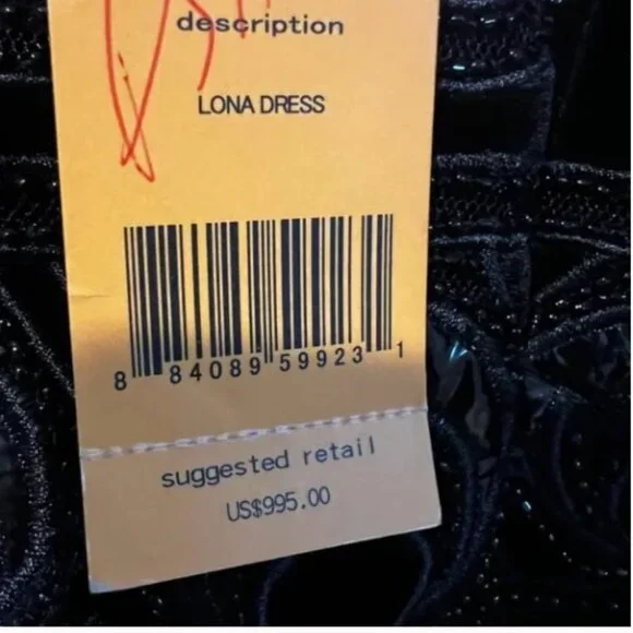 Tory Burch Beaded Velvet Circle Mesh Sheath Dress Black Patent Trim Cocktail Sz6 - Picture 14 of 14